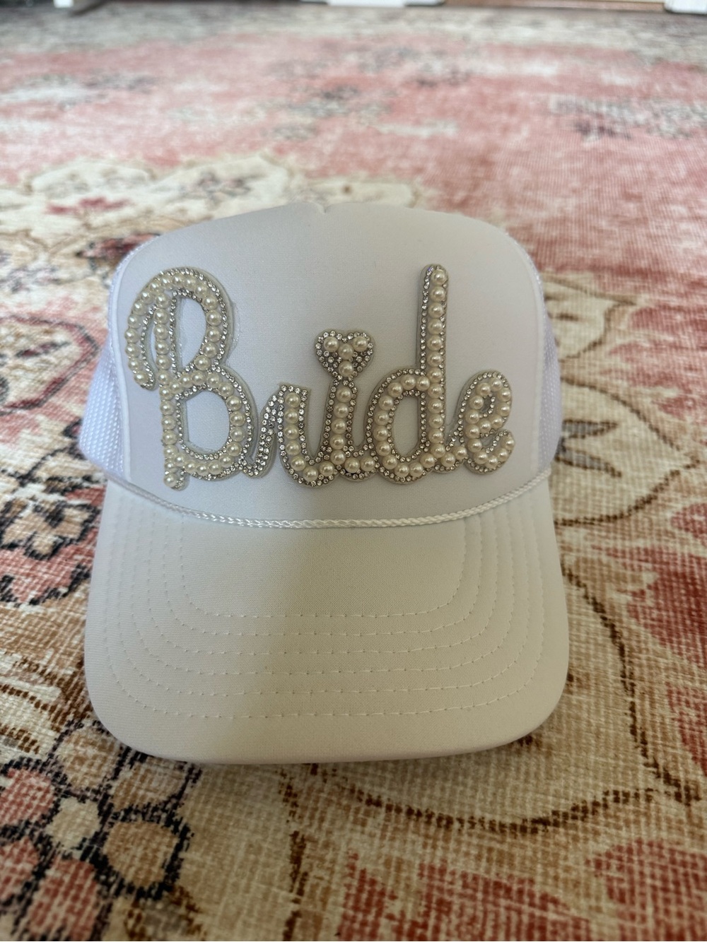 OTTO White Embellished 'Bride' Trucker Hat